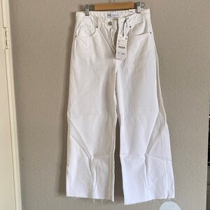 Zara White Flare Wide-Leg Jeans